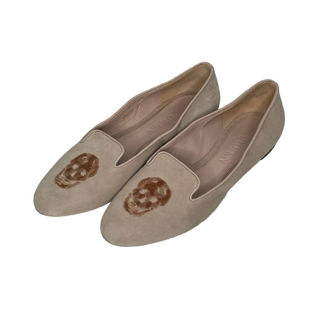 Alexander McQueen Suede Sequin Skull Loafers 39